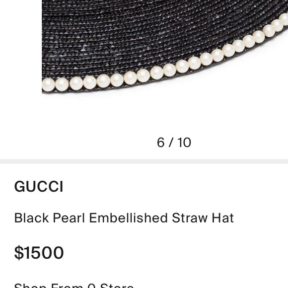 GUCCI STRAW PEARLS EMBELLISHED NOTTE HAT - Picture 8 of 10
